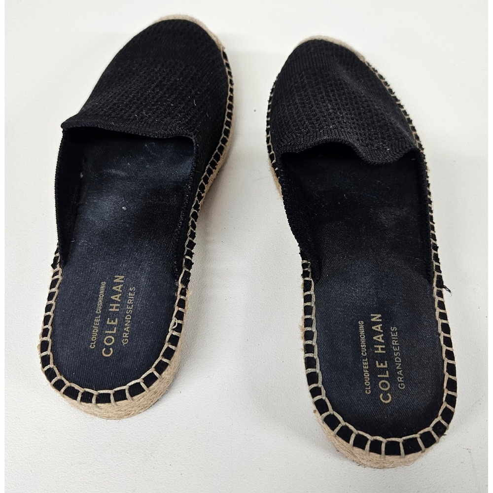 Cole Haan Grandseries Cloudfeel Black Knit‎ Espadrille Mules Womens 9.5 B
